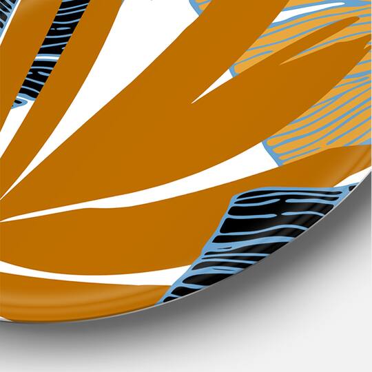 Designart - Abstract Tropical Summer Palm Tree & Banana Leaves - Modern Metal Circle Wall Art